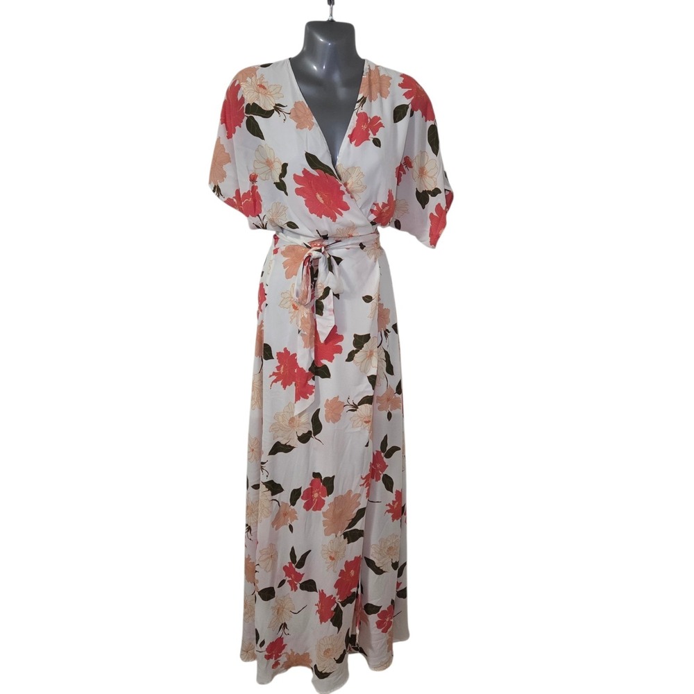Strut & Bolt Floral Wrap Maxi Dress Women's Size S Short Sleeve